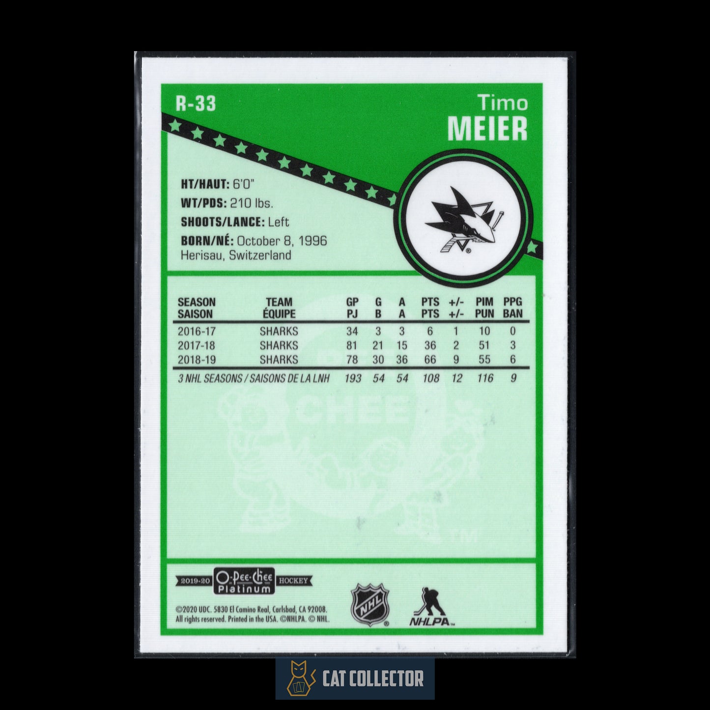 2019-20 O-Pee-Chee Platinum TIMO MEIER #R-33 Retro