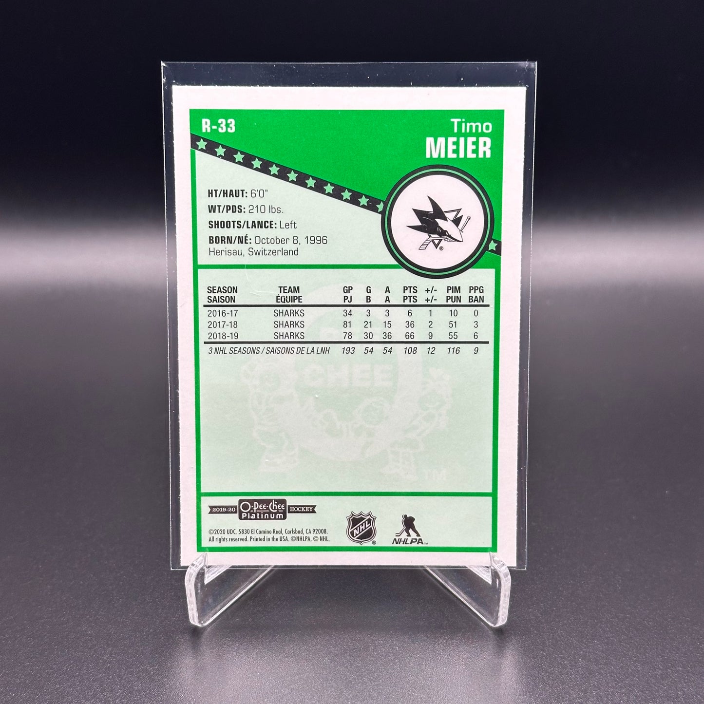 2019-20 O-Pee-Chee Platinum TIMO MEIER #R-33 Retro
