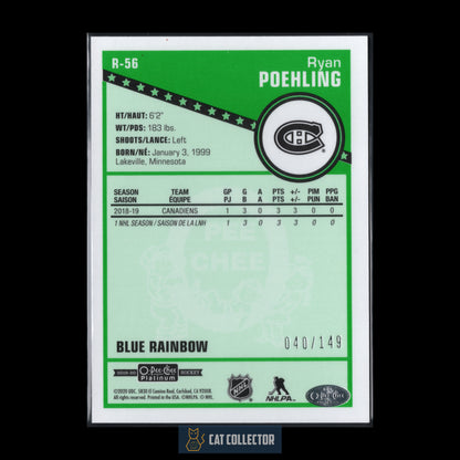 2019-20 O-Pee-Chee Platinum RYAN POEHLING #R-56 Retro Blue Rainbow RC /149