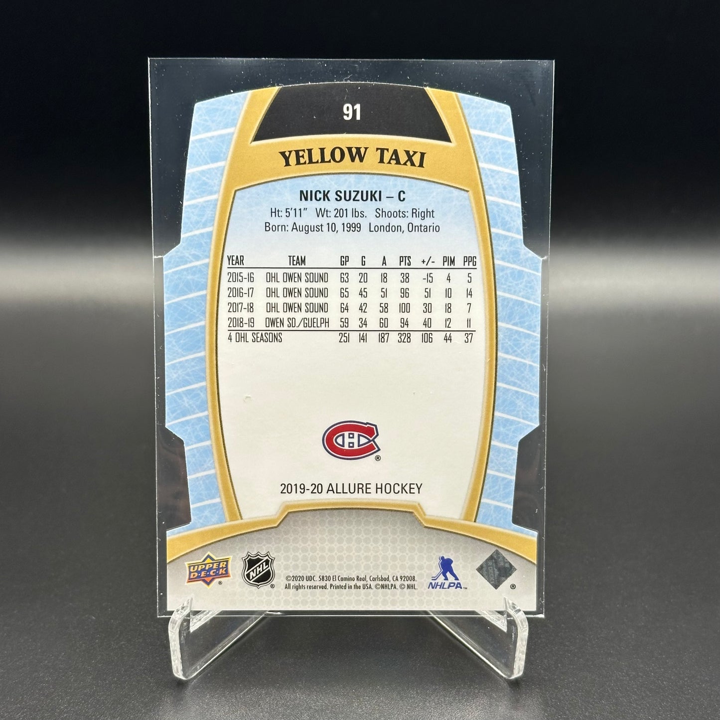 2019-20 Upper Deck Allure NICK SUZUKI #91 Yellow Taxi RC