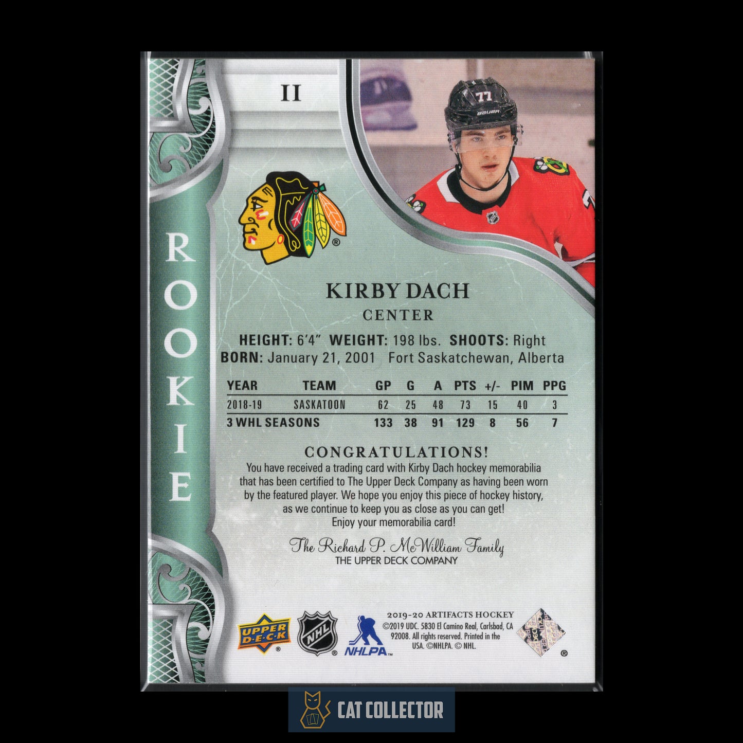2019-20 Upper Deck Artifacts KIRBY DACH #II Rookie Relics Gold Dual Jersey RC /399