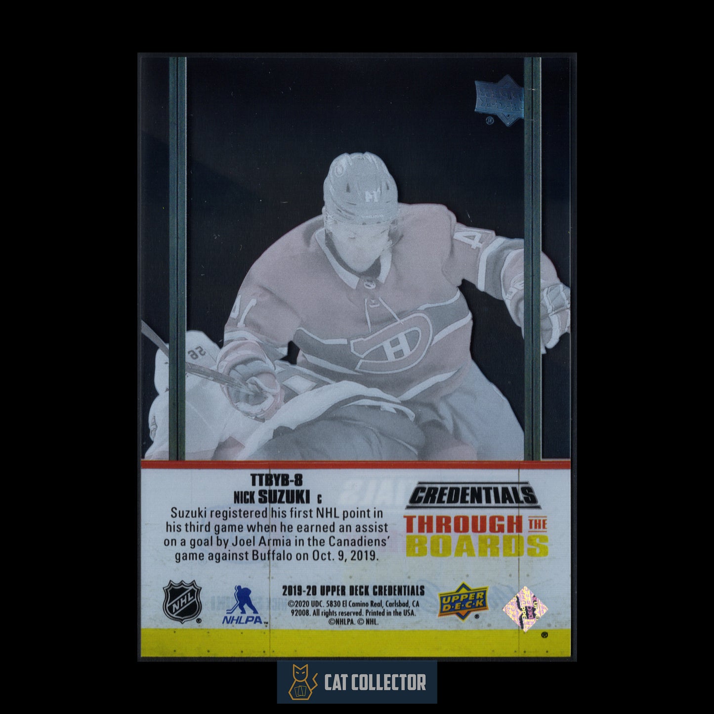 2019-20 UD Credentials NICK SUZUKI #TTBYB-8 Through the Boards Young Bloods RC