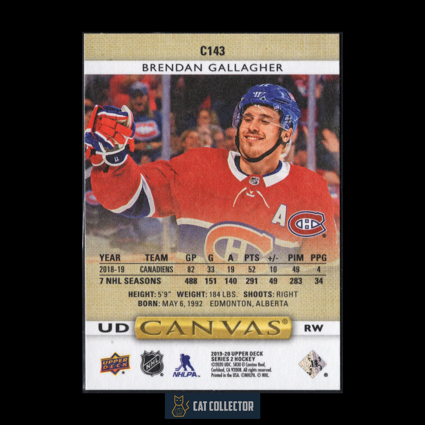 2019-20 Upper Deck Series 2 BRENDAN GALLAGHER #C143 UD Canvas