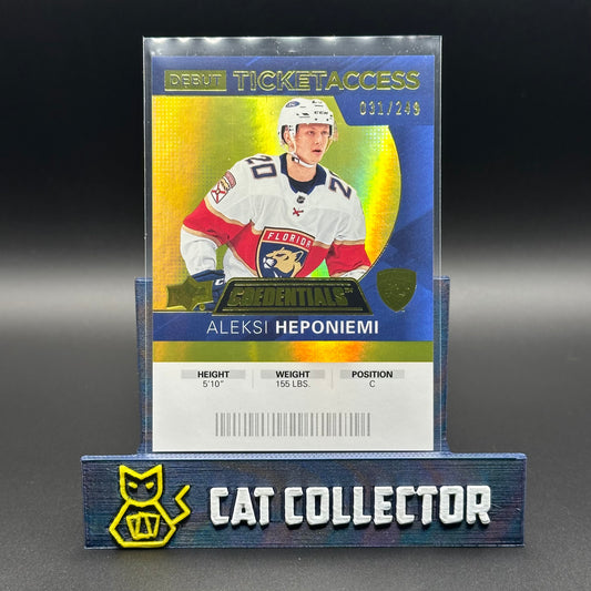 2020-21 UD Credentials ALEKSI HEPONIEMI #118 Debut Ticket Access Yellow RC /249