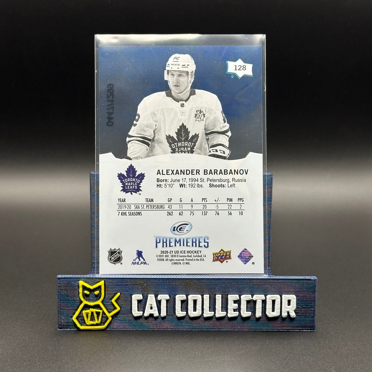 2020-21 UD Ice ALEXANDER BARABANOV #128 Premieres /1299 Rookie RC