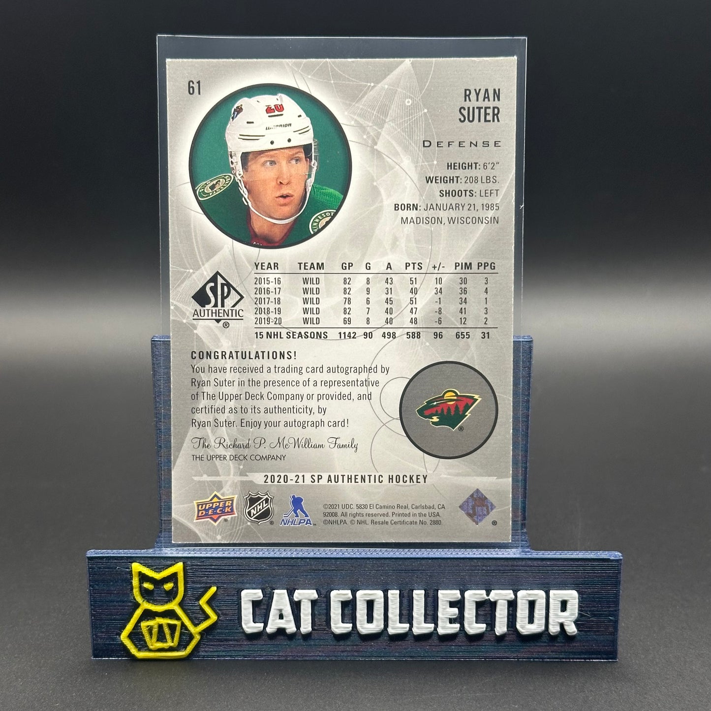 2020-21 UD SP Authentic RYAN SUTER #61 Limited Autograph
