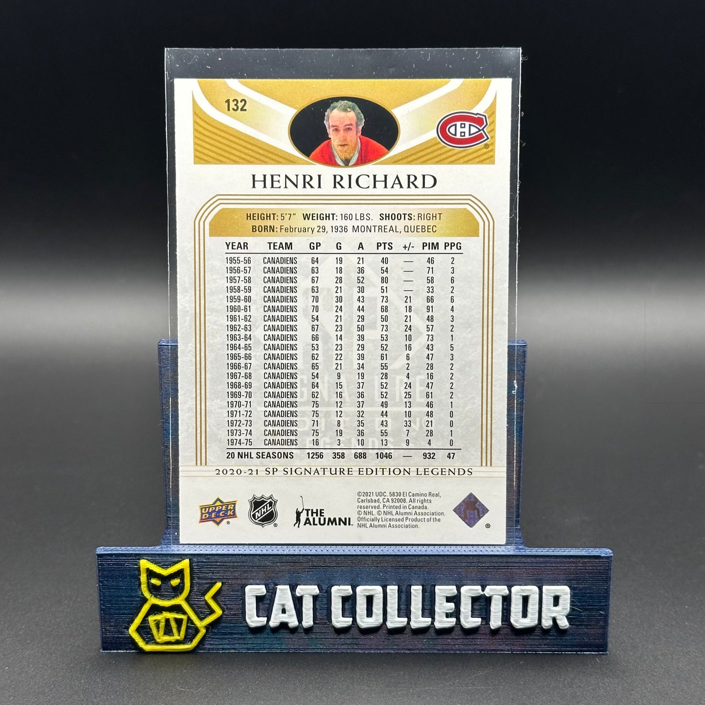 2020-21 UD SP Signature Editions Legends HENRI RICHARD #132 Gold Foil