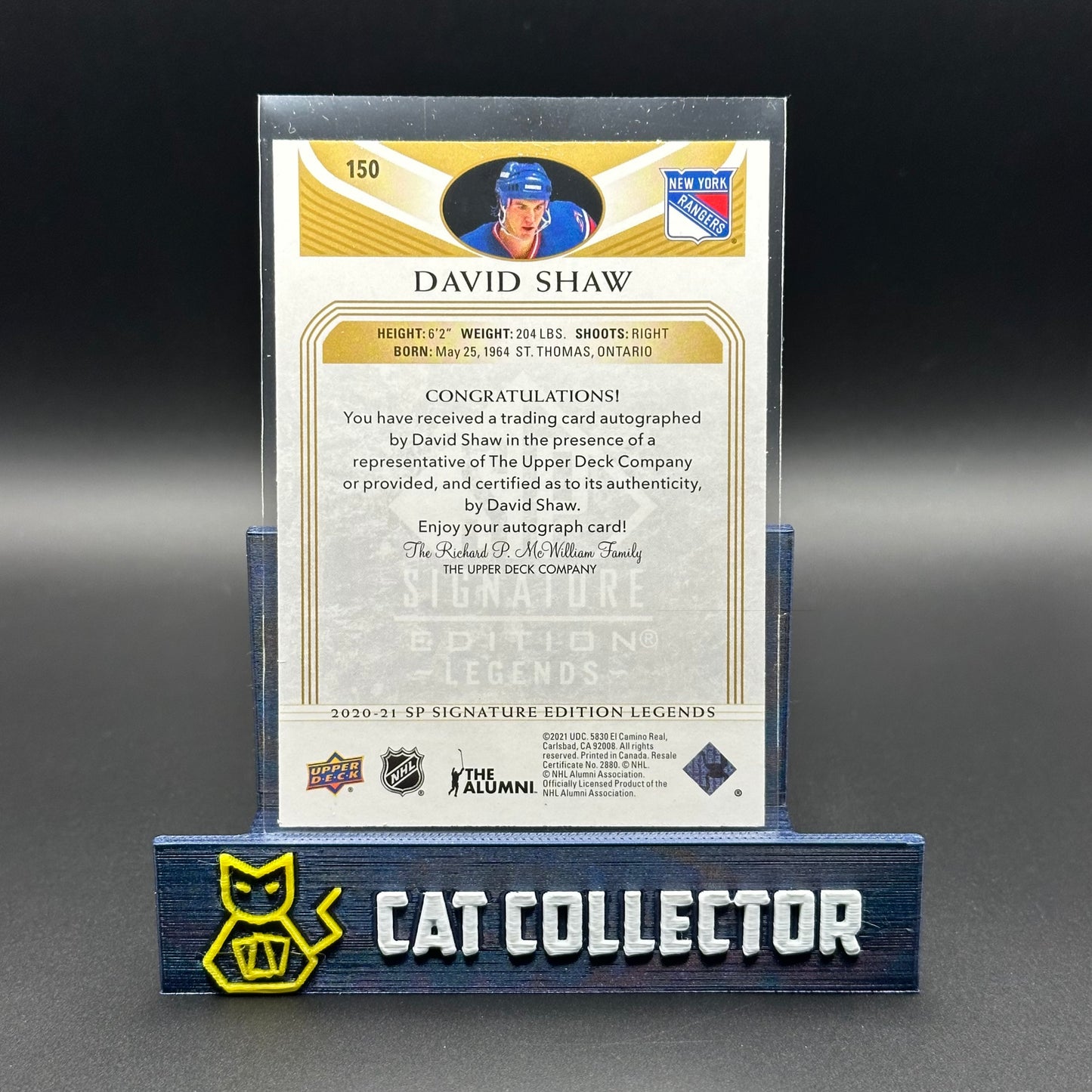 2020-21 UD SP Signature Editions Legends DAVID SHAW #150 Gold Spectrum Foil Auto