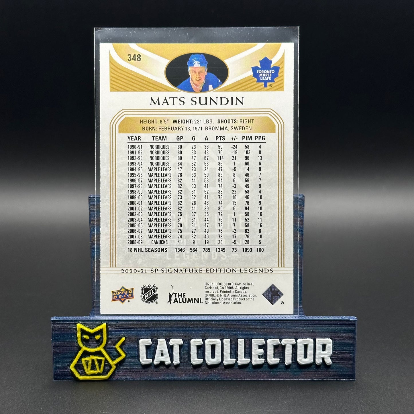 2020-21 UD SP Signature Editions Legends MATS SUNDIN #348 Gold Foil