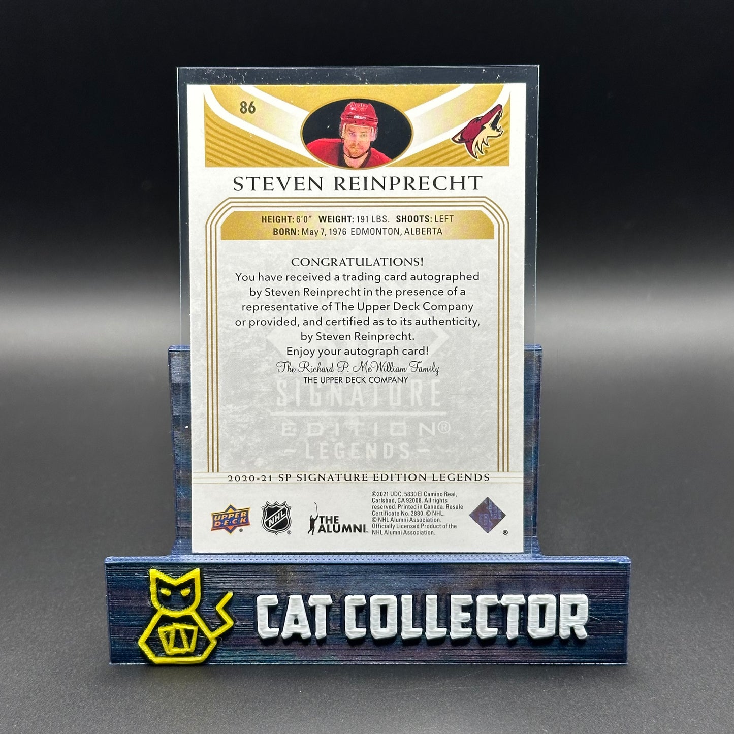 2020-21 UD SP Signature Editions Legends STEVEN REINPRECHT #86 Gold Spectrum Foil Auto