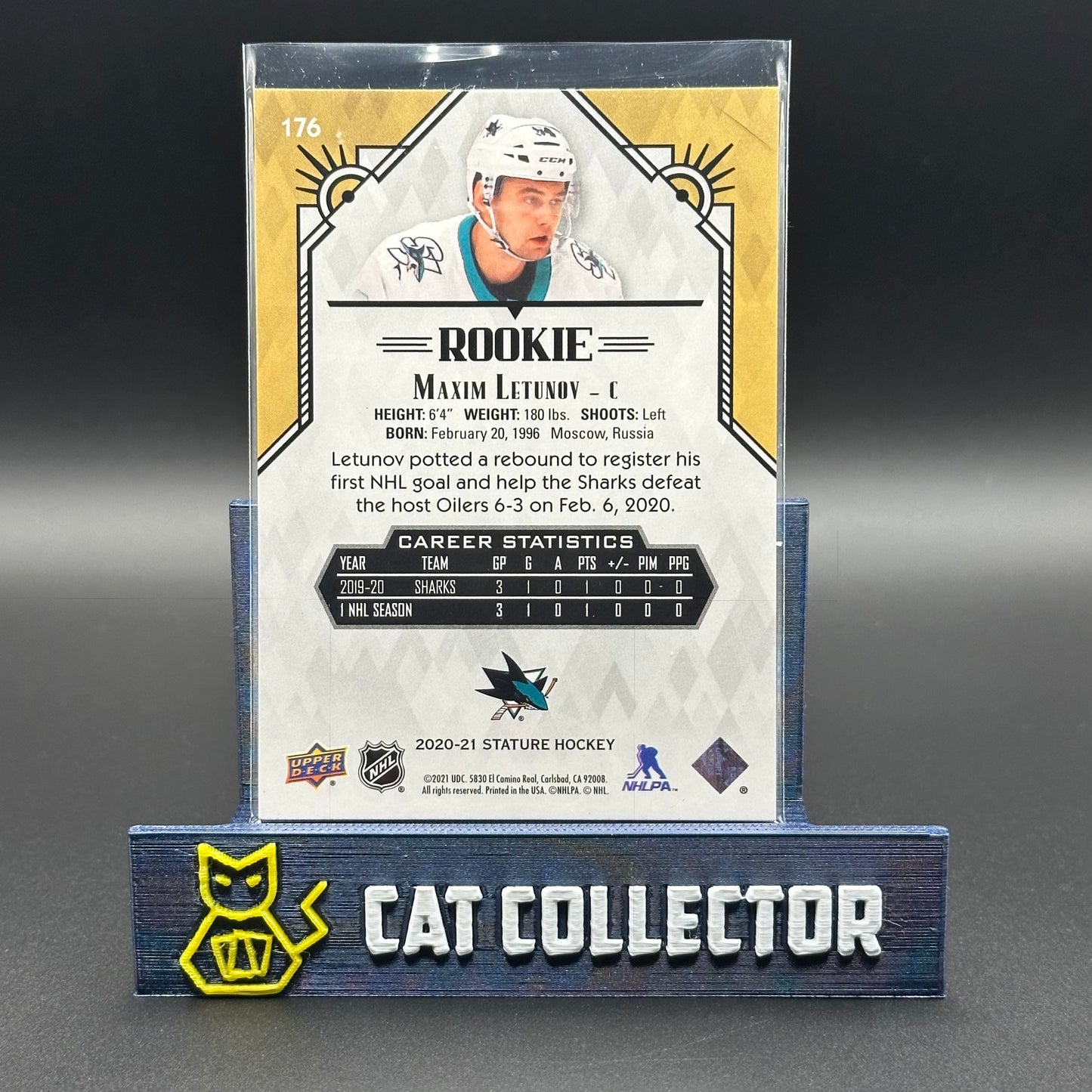 2020-21 UD Stature MAXIM LETUNOV #176 Green Rookie RC /175