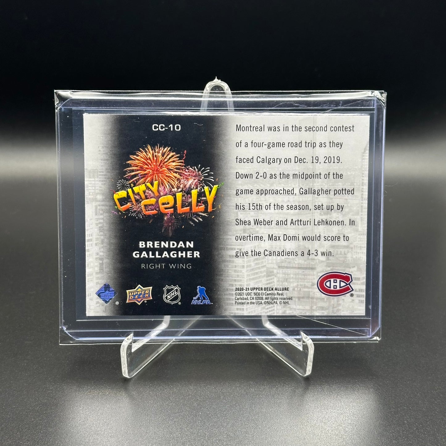 2020-21 Upper Deck Allure BRENDAN GALLAGHER #CC-10 City Celly Red