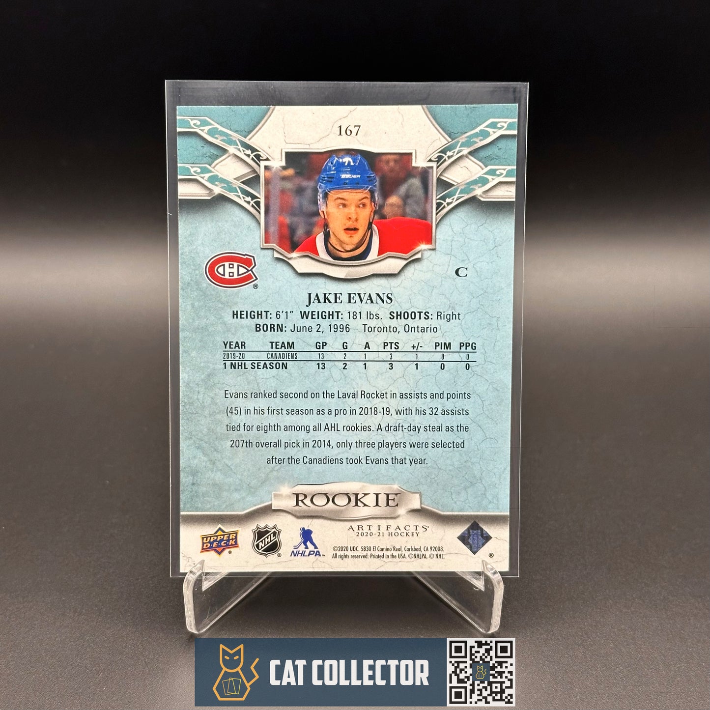 2020-21 Upper Deck Artifacts JAKE EVANS #167 Autumn Rookie RC /75