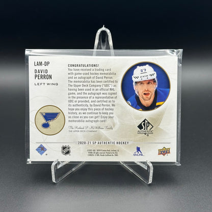 2020-21 UD SP Authentic DAVID PERRON #LAM-DP Limited Auto Material /100 Patch