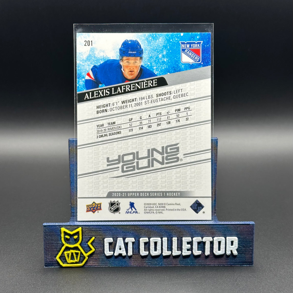 2020-21 Upper Deck Series 1 ALEXIS LAFRENIERE #201 Young guns RC