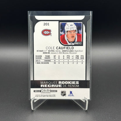2021-22 O-Pee-Chee Platinum COLE CAUFIELD #201 Marquee Rookie RC