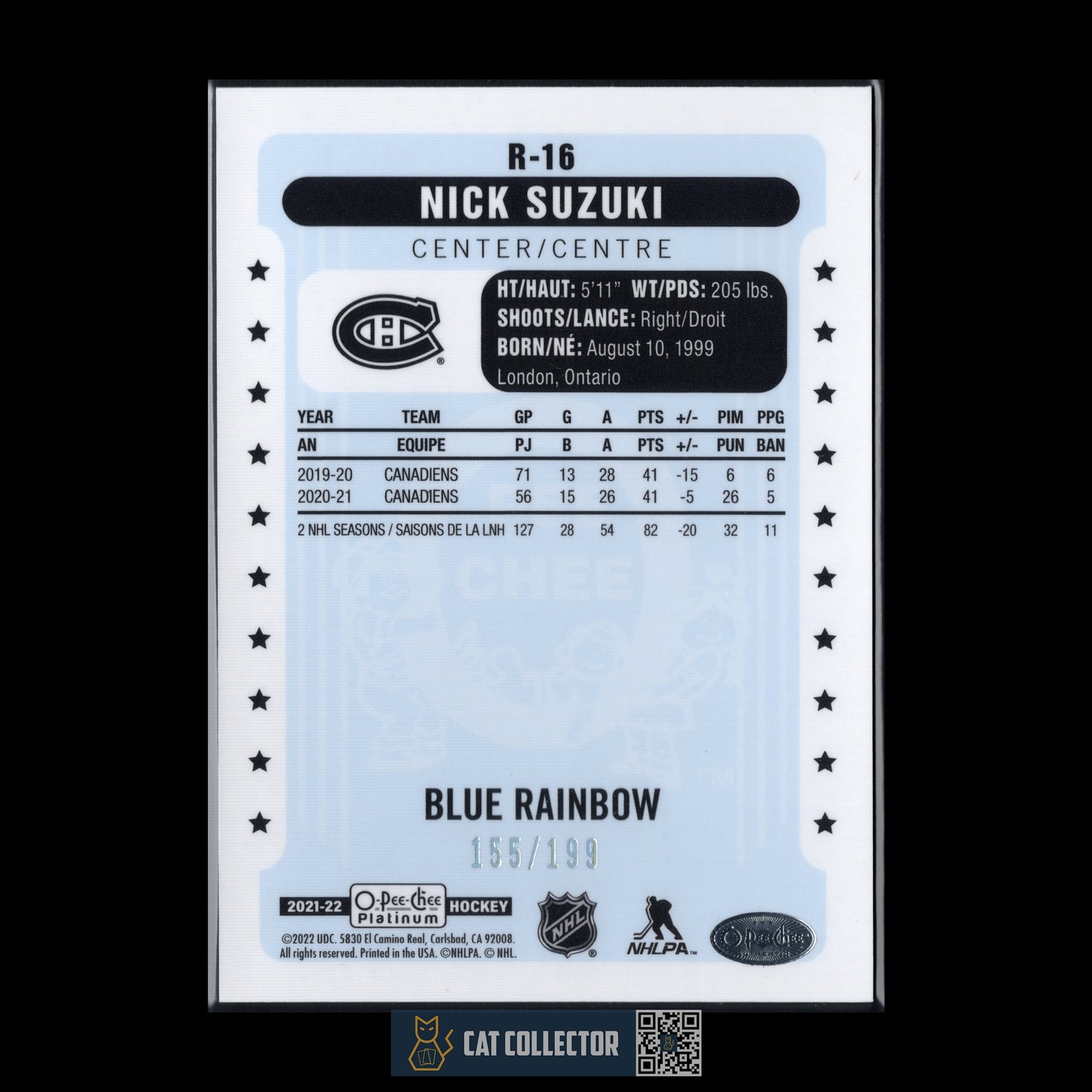 2021-22 O-Pee-Chee Platinum NICK SUZUKI #R-16 Retro Blue Rainbow /199
