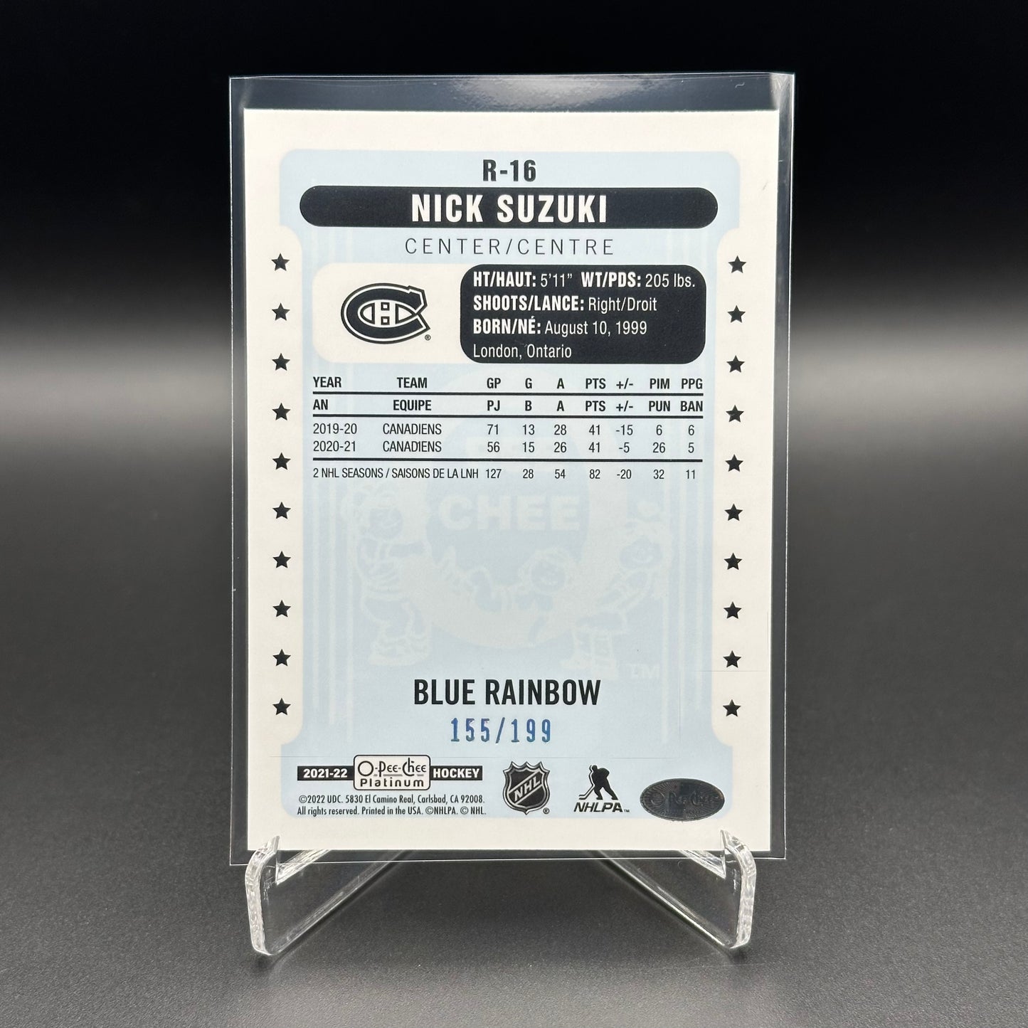 2021-22 O-Pee-Chee Platinum NICK SUZUKI #R-16 Retro Blue Rainbow /199