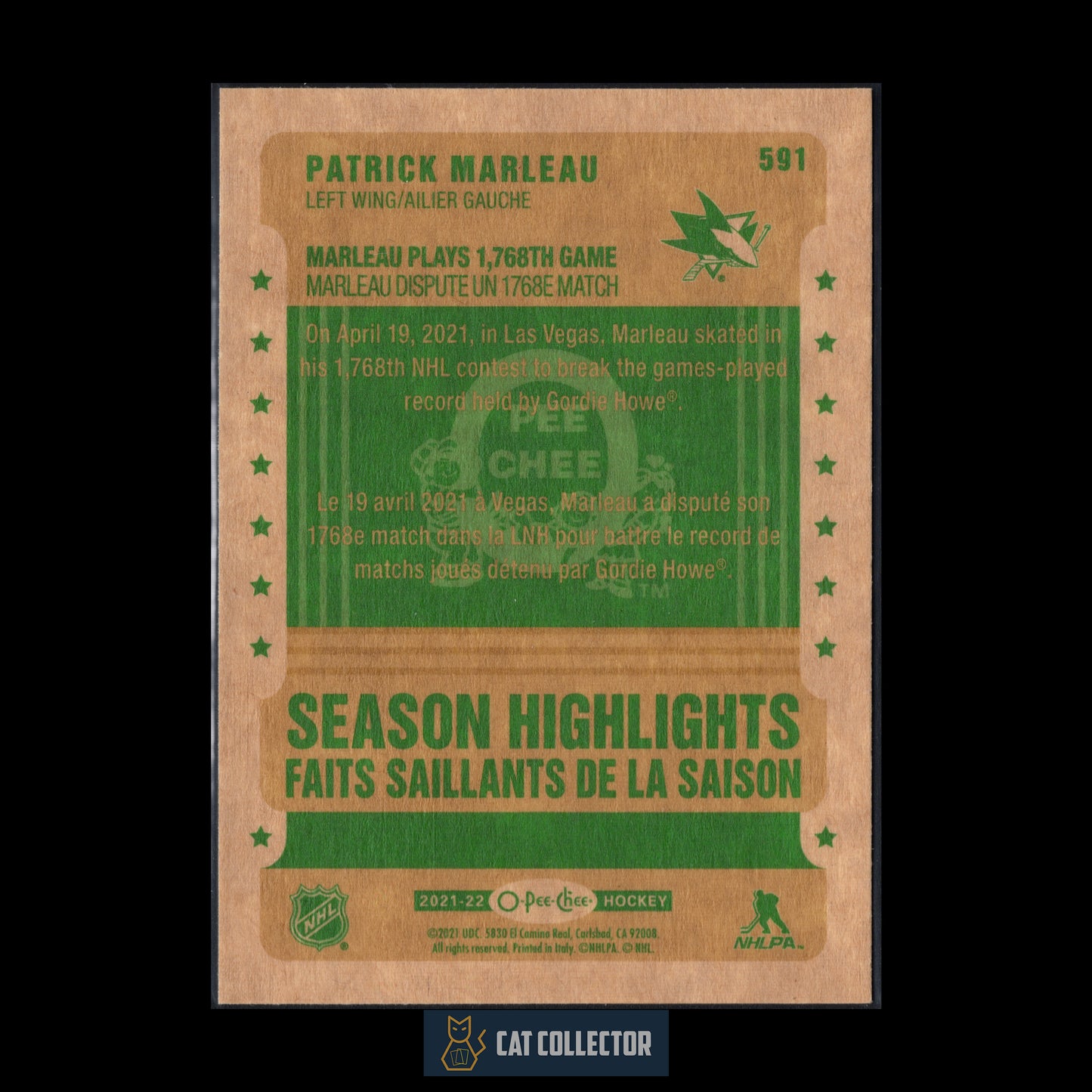 2021-22 O-Pee-Chee Hockey PATRICK MARLEAU #591 Retro