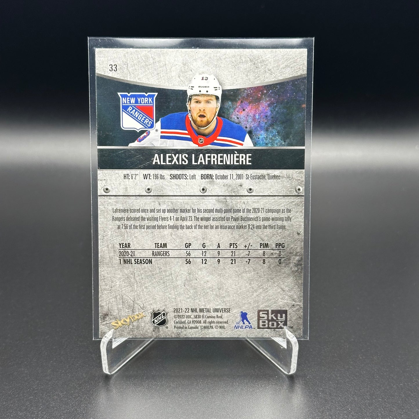 2021-22 SkyBox Metal Universe ALEXIS LAFRENIERE #33