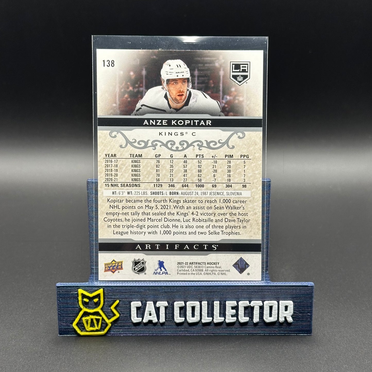 2021-22 UD Artifacts ANZE KOPITAR #138 Silver Spectrum 11/299