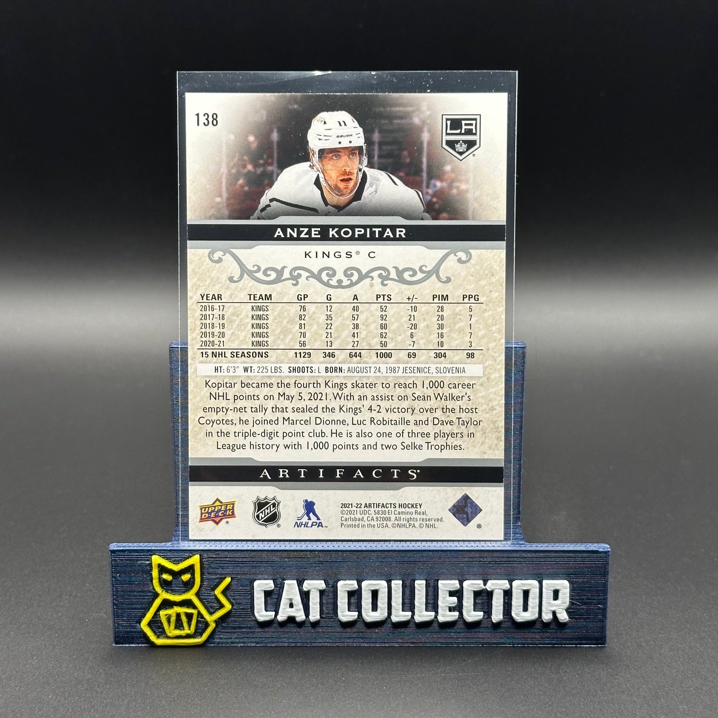 2021-22 UD Artifacts ANZE KOPITAR #138 Silver Spectrum 239/299