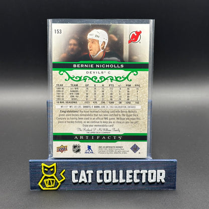 2021-22 UD Artifacts BERNIE NICHOLLS #153 Legends Emerald Material Jersey/Patch 1/25