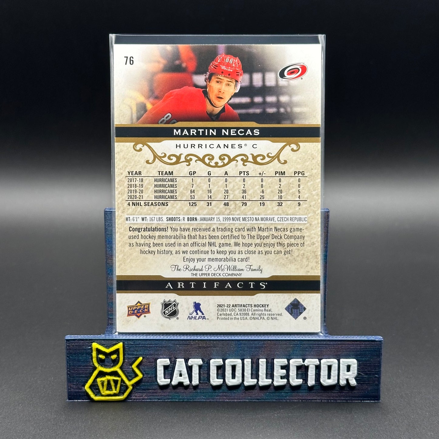 2021-22 UD Artifacts MARTIN NECAS #76 Material Gold Jersey /249