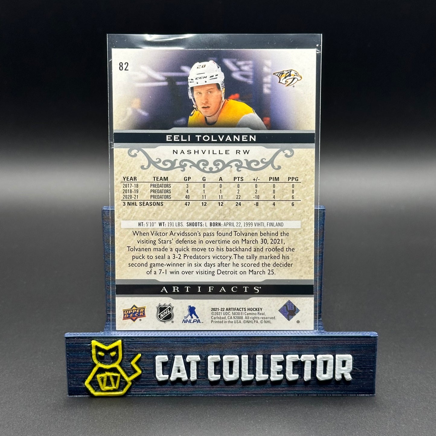 2021-22 UD Artifacts EELI TOLVANEN #82 Silver Spectrum /299
