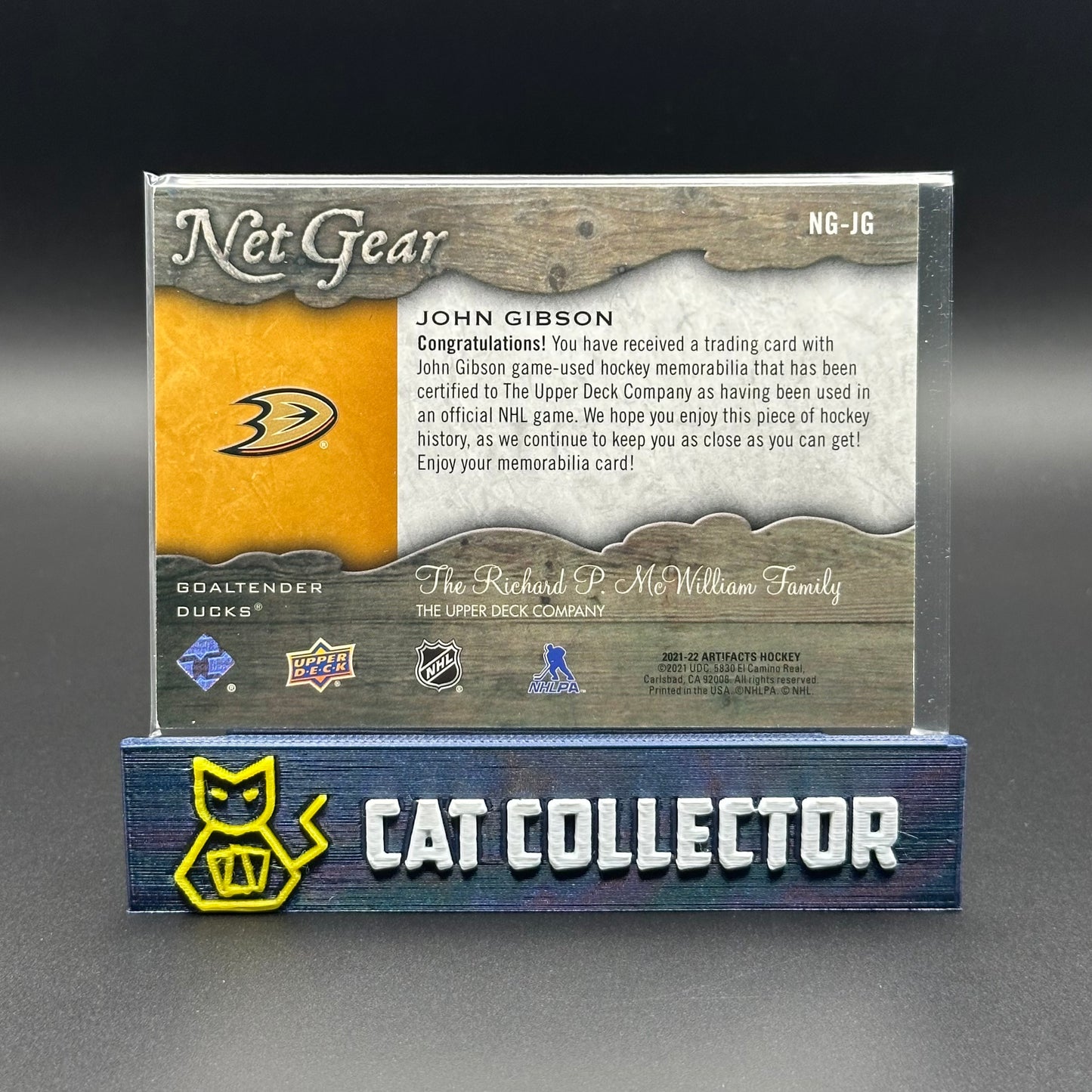 2021-22 UD Artifacts JOHN GIBSON #NG-JG Net Gear Jersey