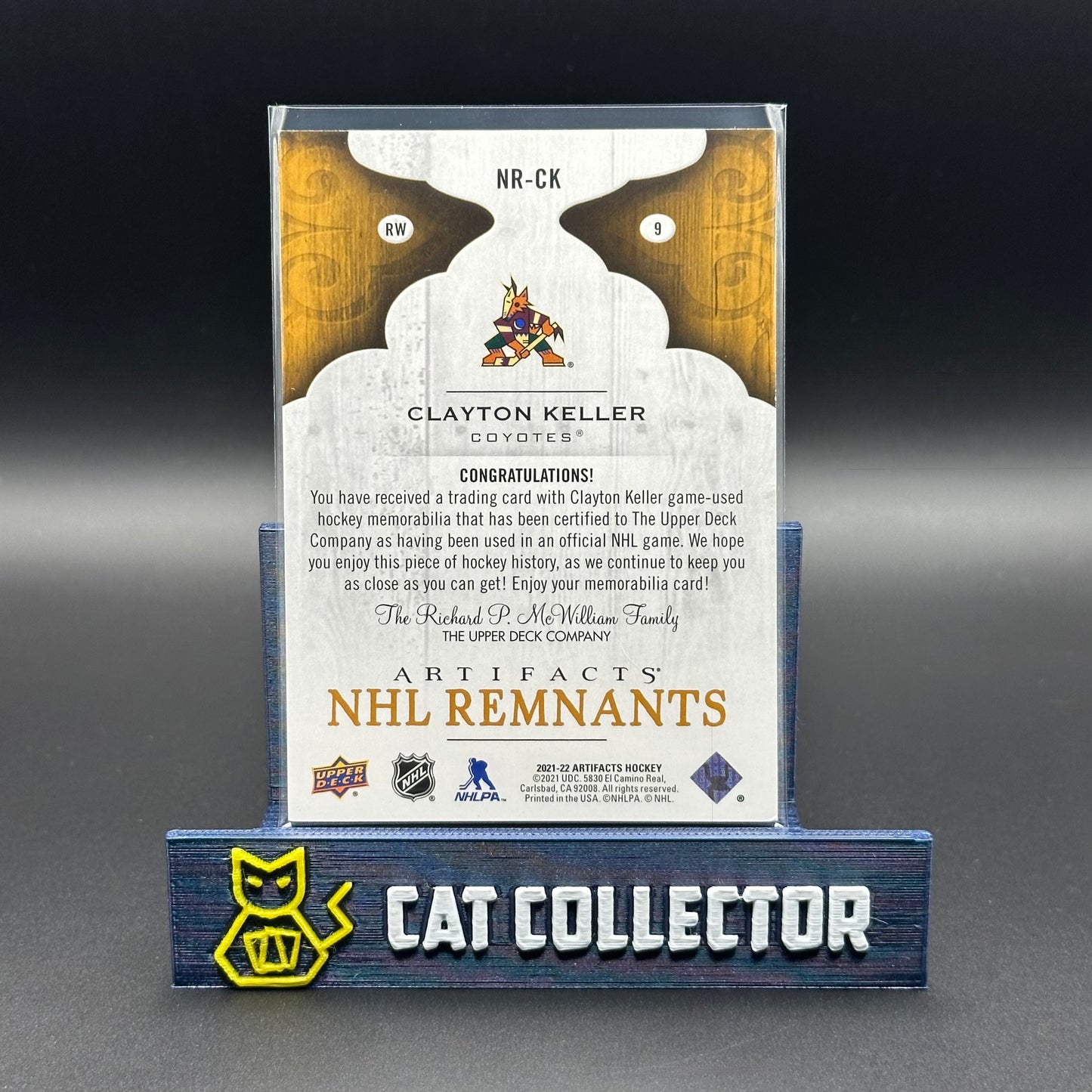 2021-22 UD Artifacts CLAYTON KELLER #NR-CK NHL Remnants Jersey