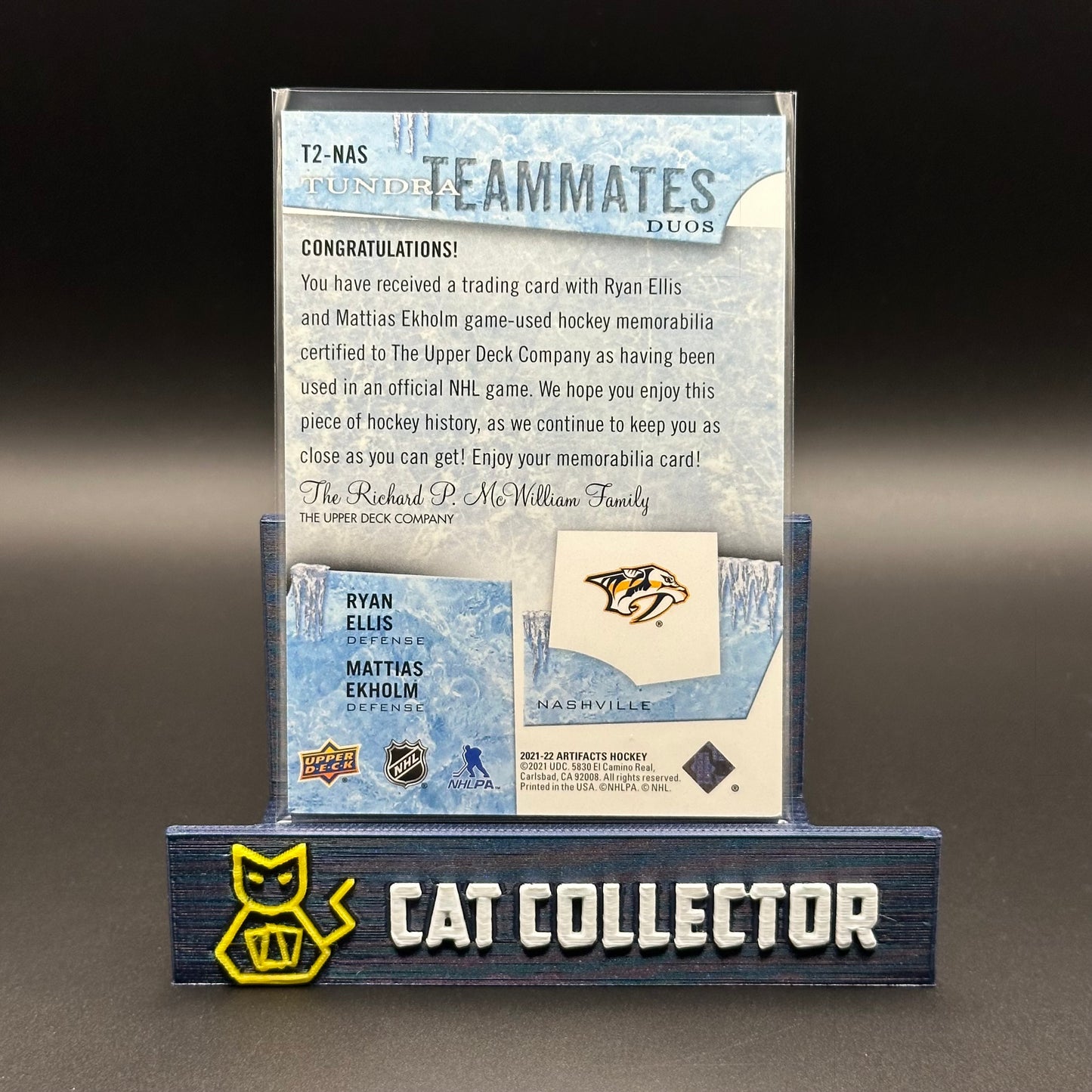 2021-22 UD Artifacts RYAN ELLIS / MATTIAS EKHOLM #T2-NAS Tundra Teammates Duo Jeysey /249