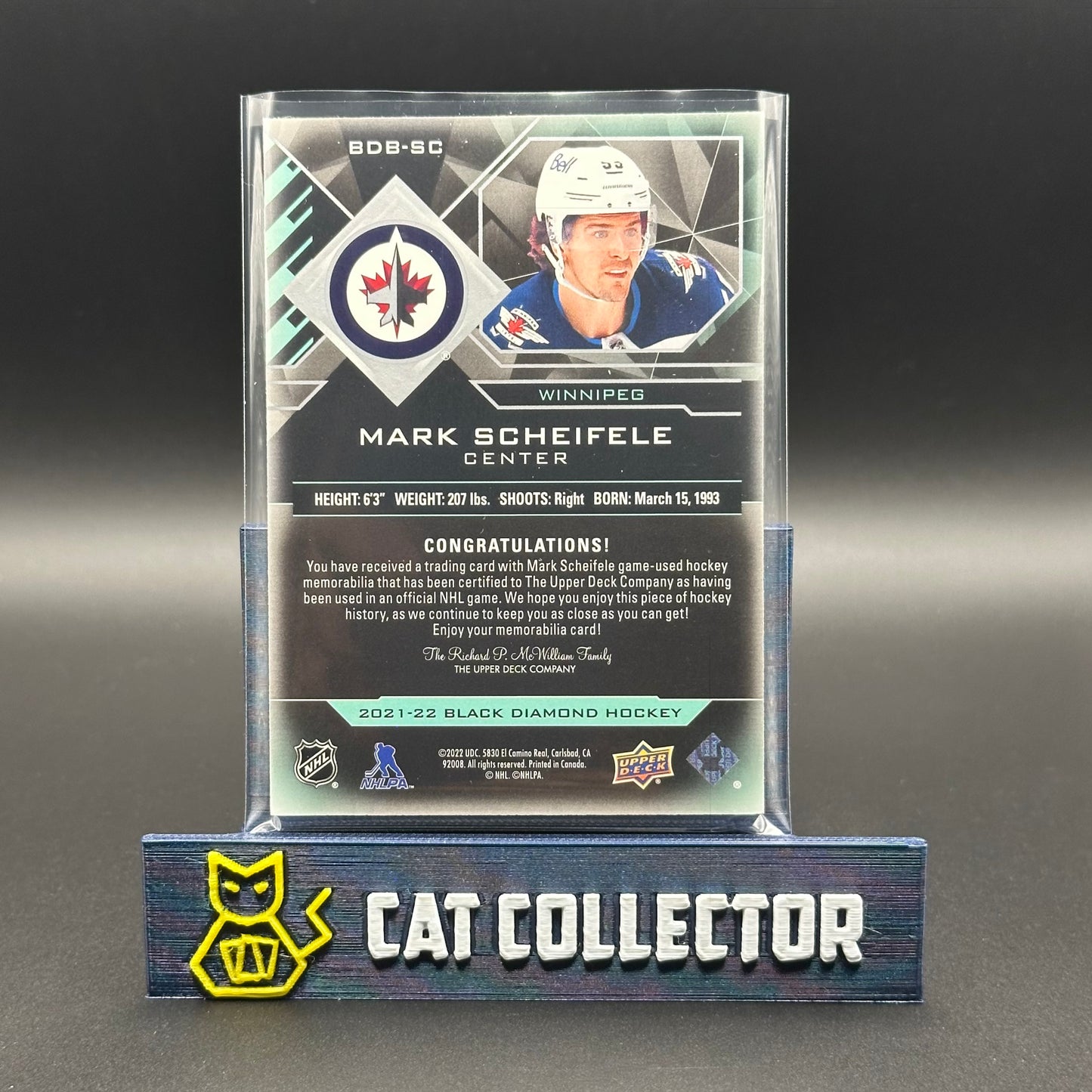 2021-22 UD Black Diamonds MARK SCHEIFELE #BDB-SC Premium Relic Patch /50