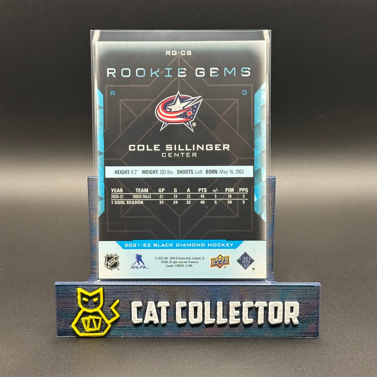 2021-22 UD Black Diamonds COLE SILLINGER #RG-CS Rookie Gems /399
