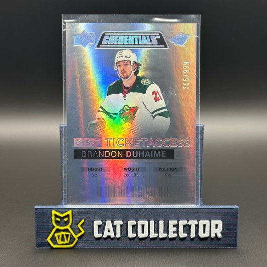 2021-22 UD Credentials BRANDON DUHAIME #64 Debut Ticket Access RC /999