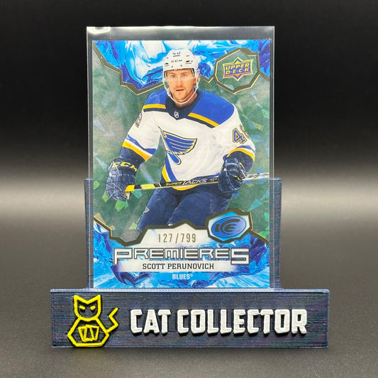 2021-22 UD Ice SCOTT PERUNOVICH #233 Premieres Green /799 Rookie RC