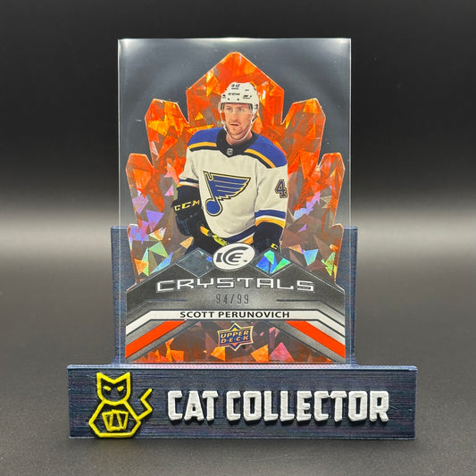 2021-22 UD Ice SCOTT PERUNOVICH #IC-43 Ice Crystals Orange Die-Cut /99