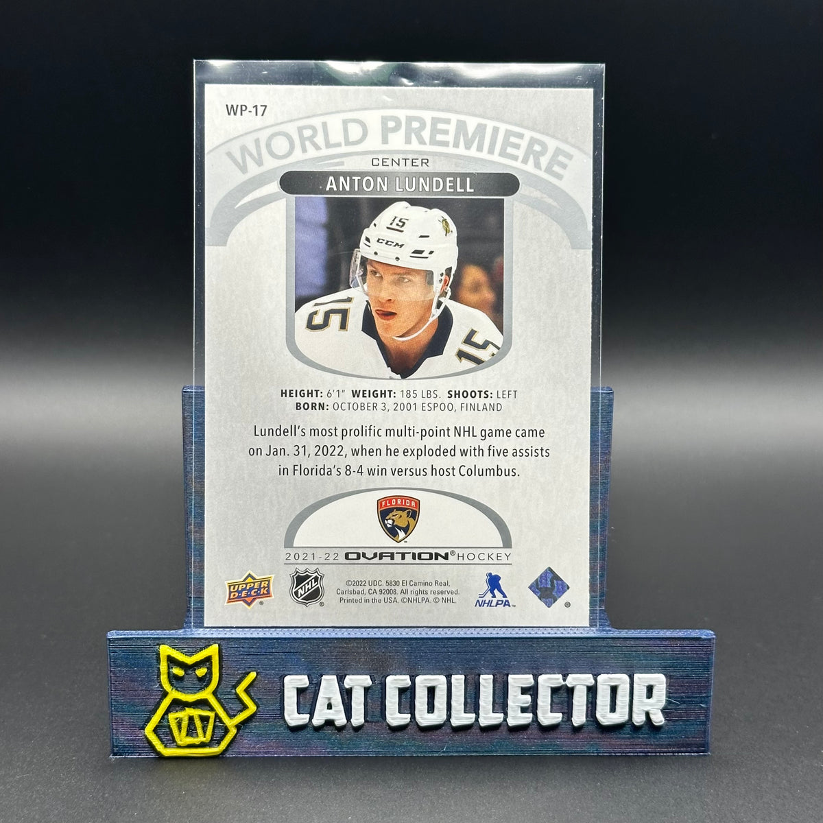 2021-22 UD Ovation ANTON LUNDELL #WP-17 World Premiere Rookie RC