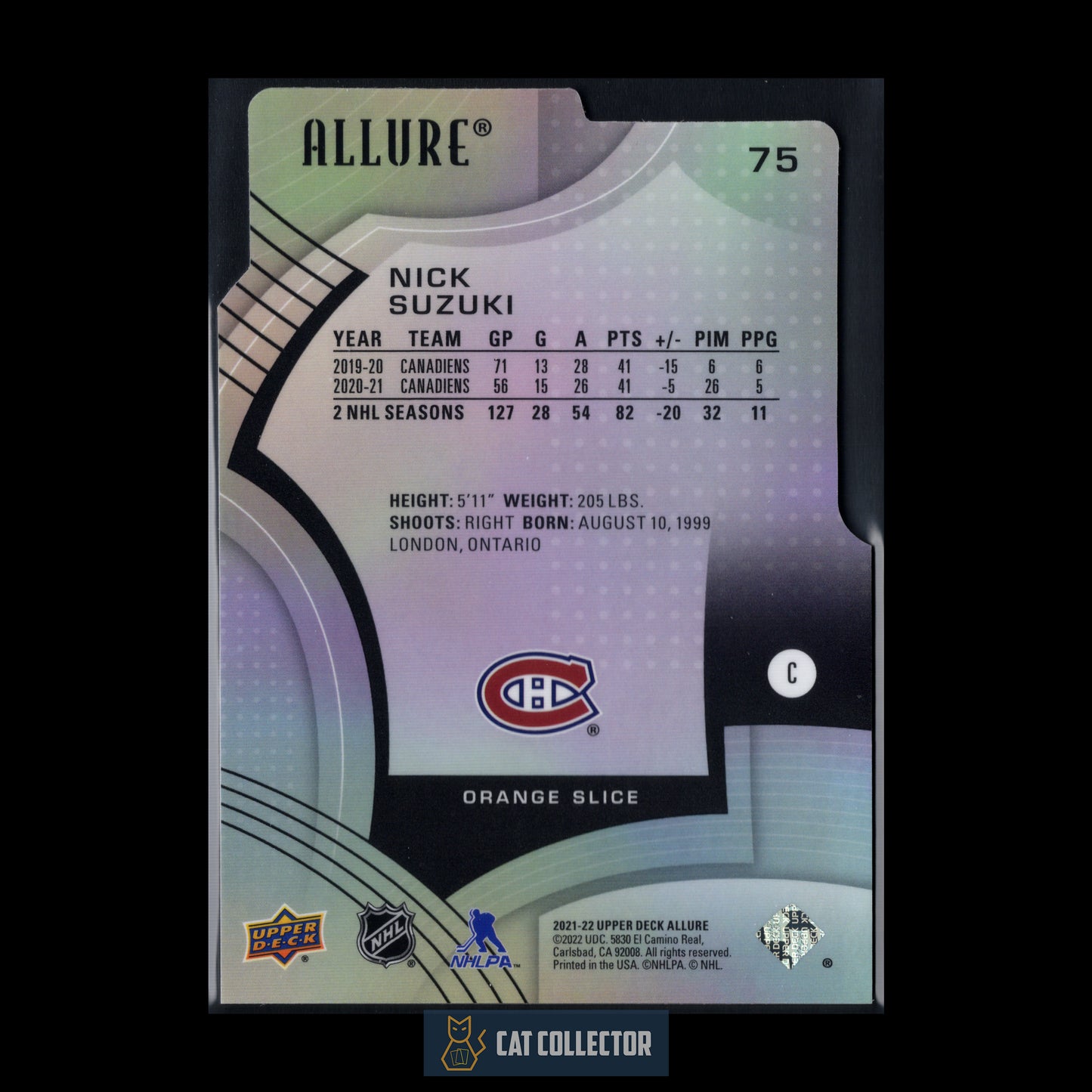 2021-22 Upper Deck Allure NICK SUZUKI #75 Orange Slice Die-Cut