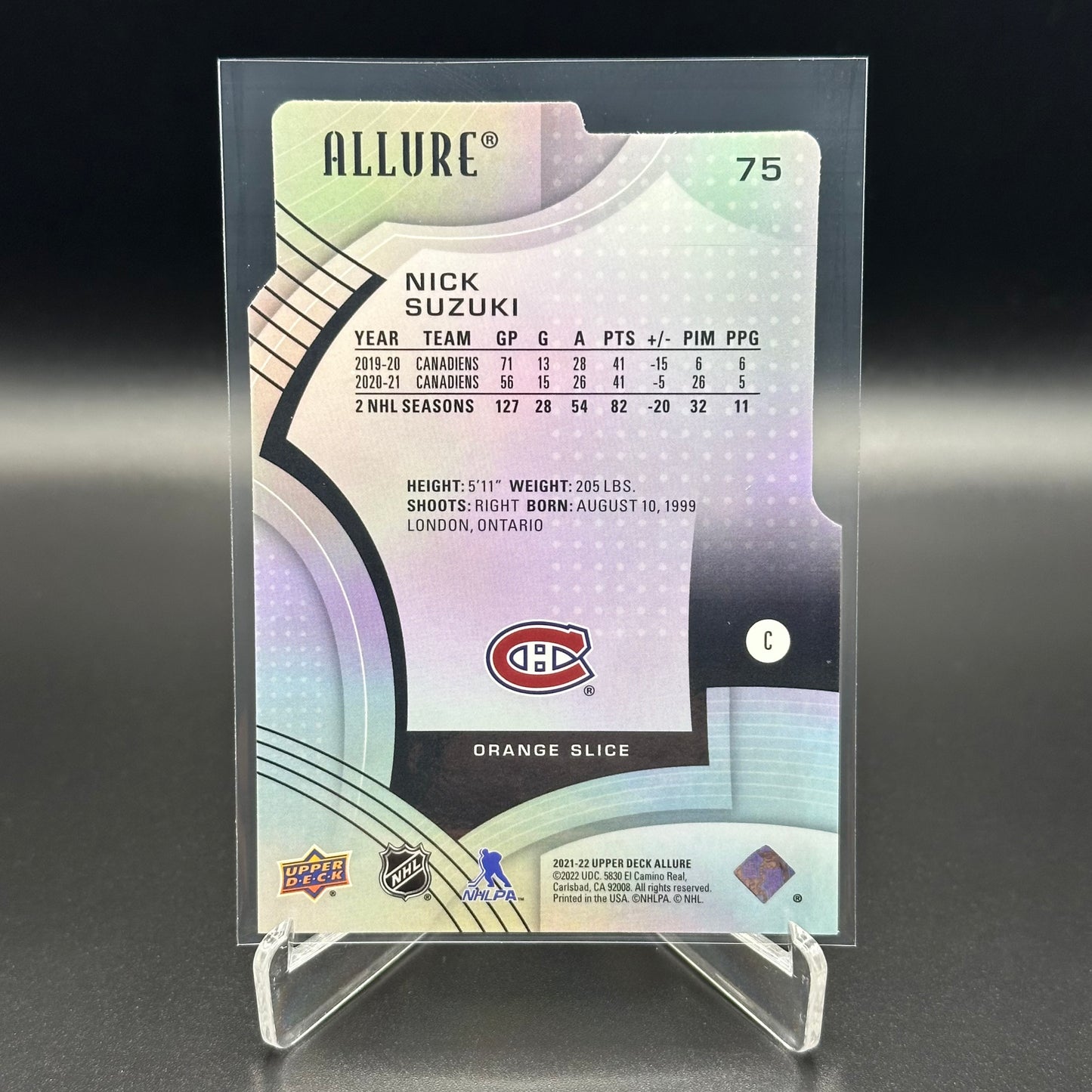 2021-22 Upper Deck Allure NICK SUZUKI #75 Orange Slice Die-Cut