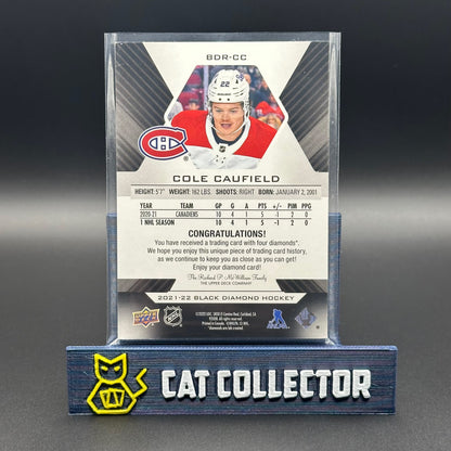 2021-22 UD Black Diamond COLE CAUFIELD #BDR-CC Diamond Relic Rookie Gems Quad 13/99