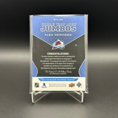 2021-22 UD Black Diamond ALEX NEWHOOK #RTL-AN Rookie Team Logo Jumbos RC /25 Auto Patch
