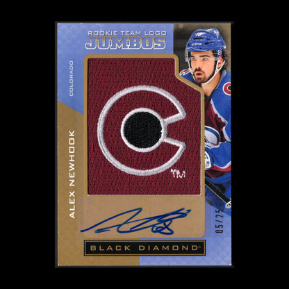 2021-22 UD Black Diamond ALEX NEWHOOK #RTL-AN Rookie Team Logo Jumbos RC /25 Auto Patch
