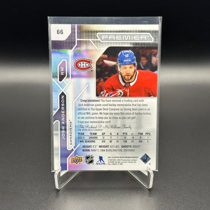 2021-22 Upper Deck Premier JOSH ANDERSON #66 Jersey