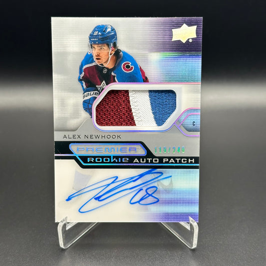 2021-22 UD Premier ALEX NEWHOOK #AR-AN Rookie Auto Patch RC /249