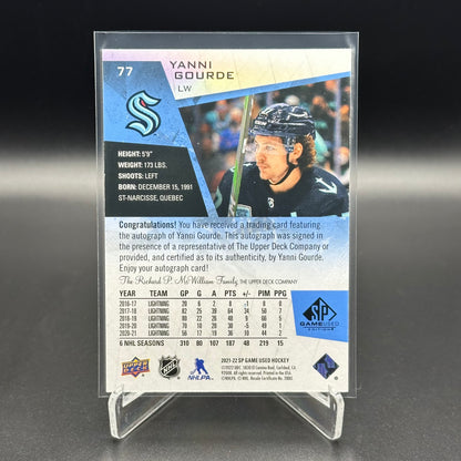 2021-22 Upper Deck SP Game Used YANNI GOURDE #77 Base Blue Autograph