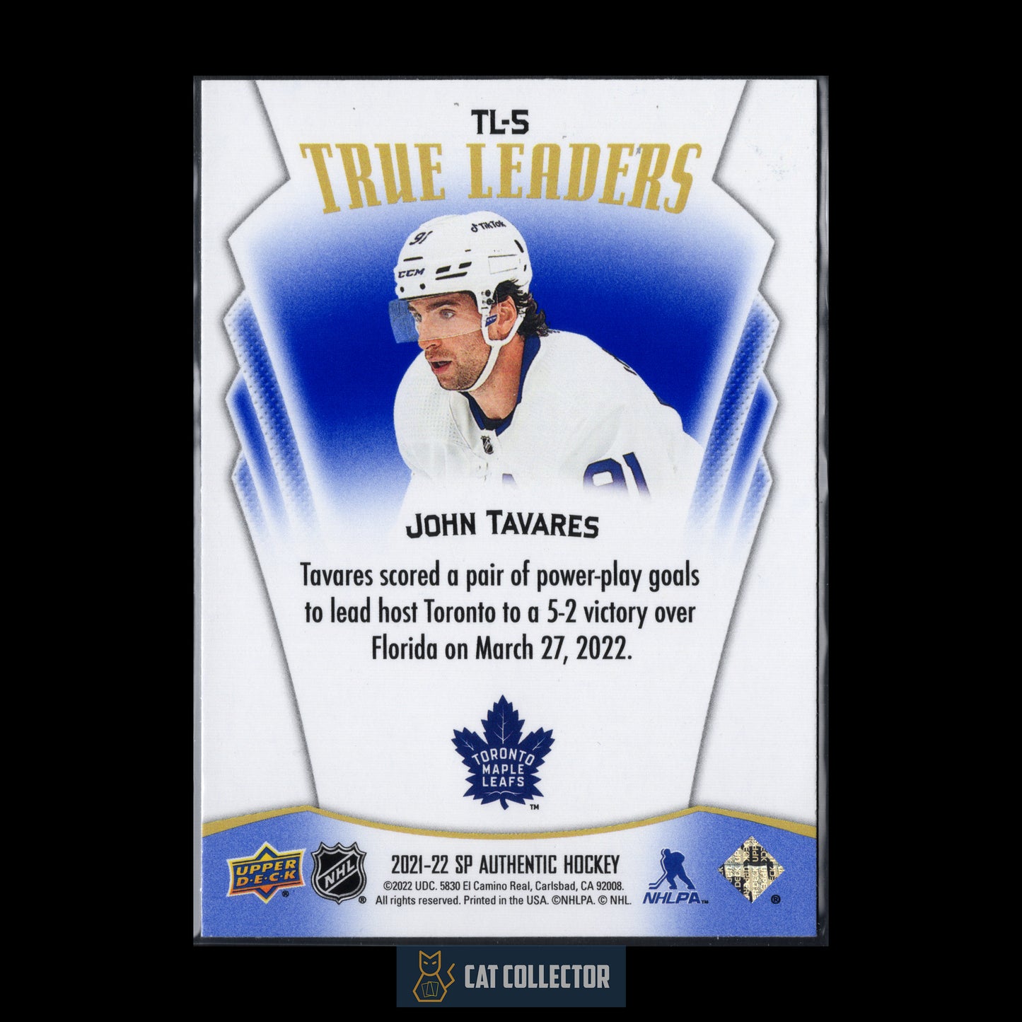 2021-22 Upper Deck SP Authentic JOHN TAVARES #TL-5 True Leaders Blue parallel