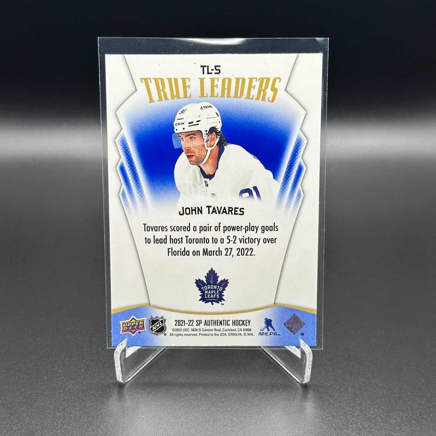 2021-22 Upper Deck SP Authentic JOHN TAVARES #TL-5 True Leaders Blue parallel