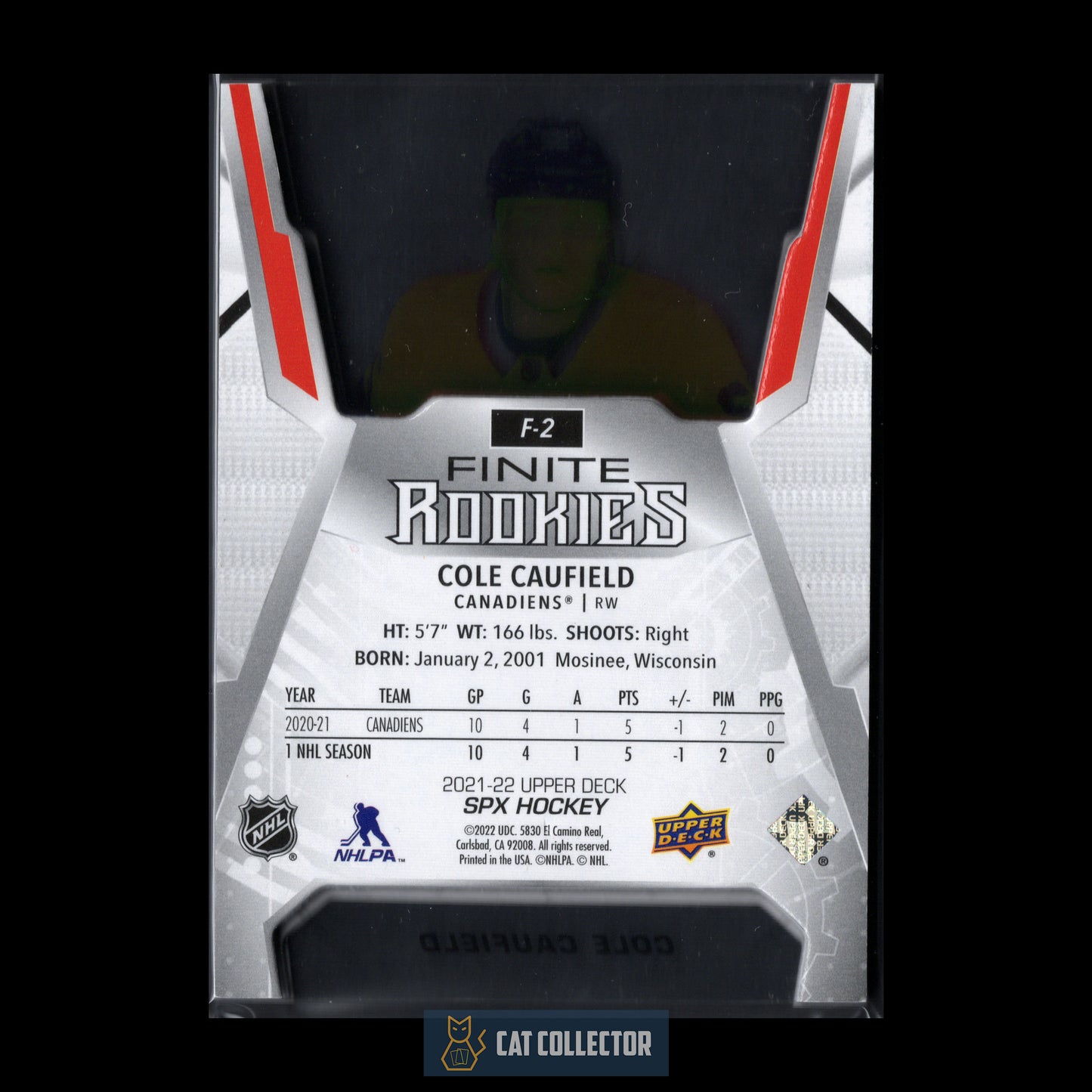 2021-22 UD SPx COLE CAUFIELD #F2 Radiance F/X Gold RC /299