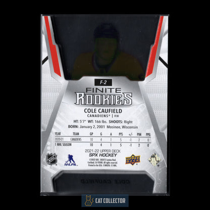2021-22 UD SPx COLE CAUFIELD #F2 Radiance F/X Gold RC /299